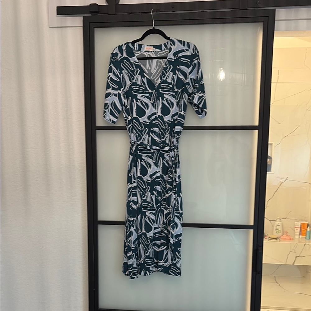 Gorman green, blue  and White Midi Dress w tie